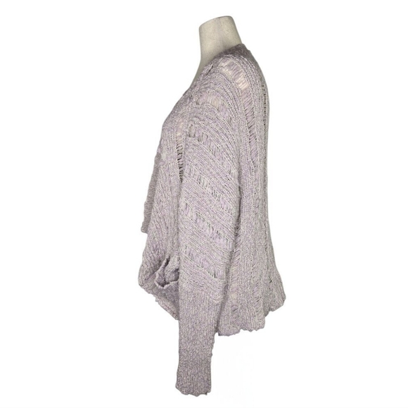 Hayden LA Lavender Open Knit Cardigan Sweater S/M Boho Slouchy Layering Cozy - Picture 5 of 8